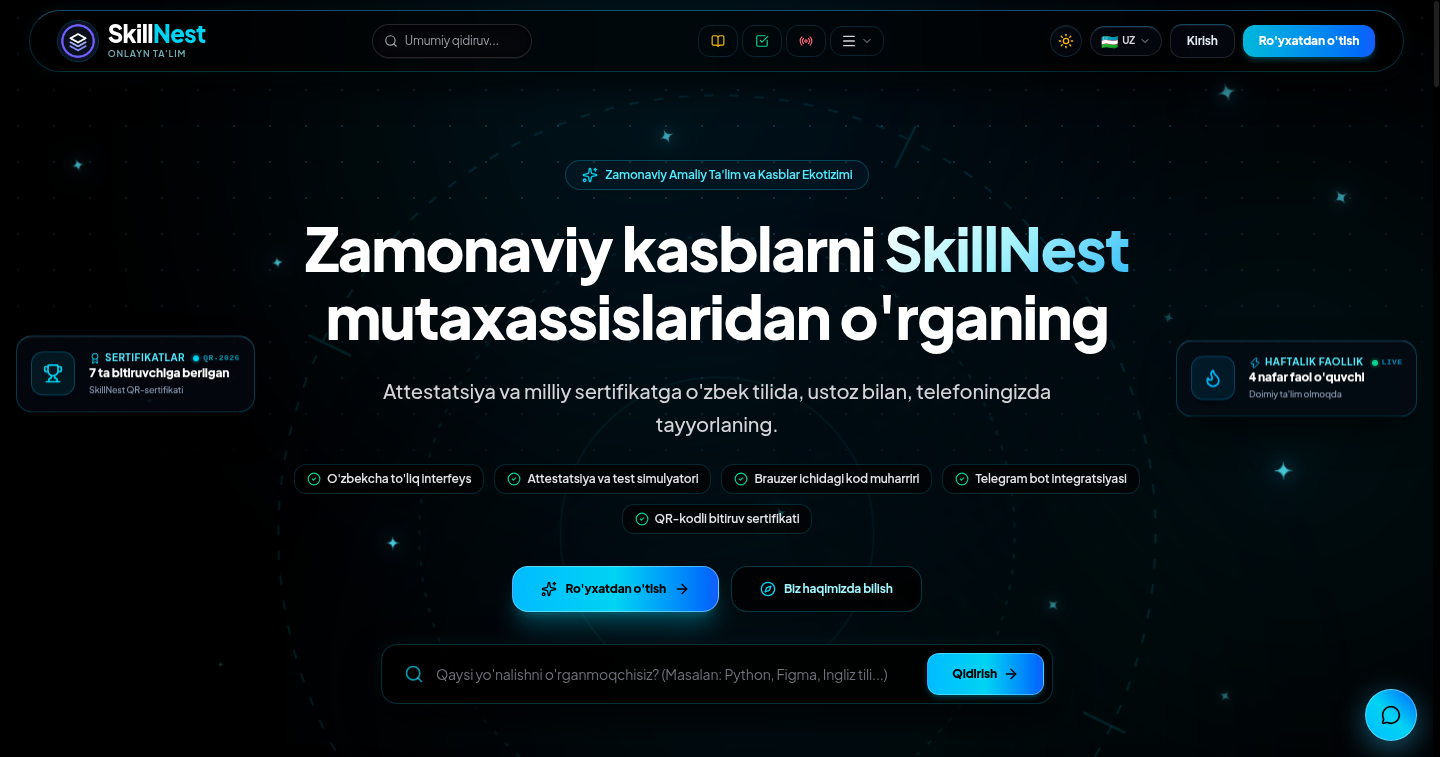 SkillNest Ta'lim Platformasi